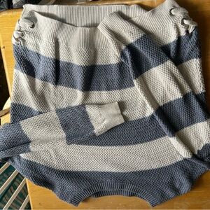 J. Crew Gray and Cream Oversized Sailor Collar Sweatshirt